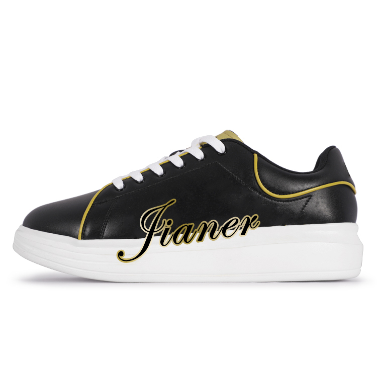 Wholesale OEM Casual Women Sneakers Supplier – JIANER Wholesale Quality Custom Logo Cheap Women Men Zapatos Leather White Flat Casual Shoes Unisex – Jianer detail pictures